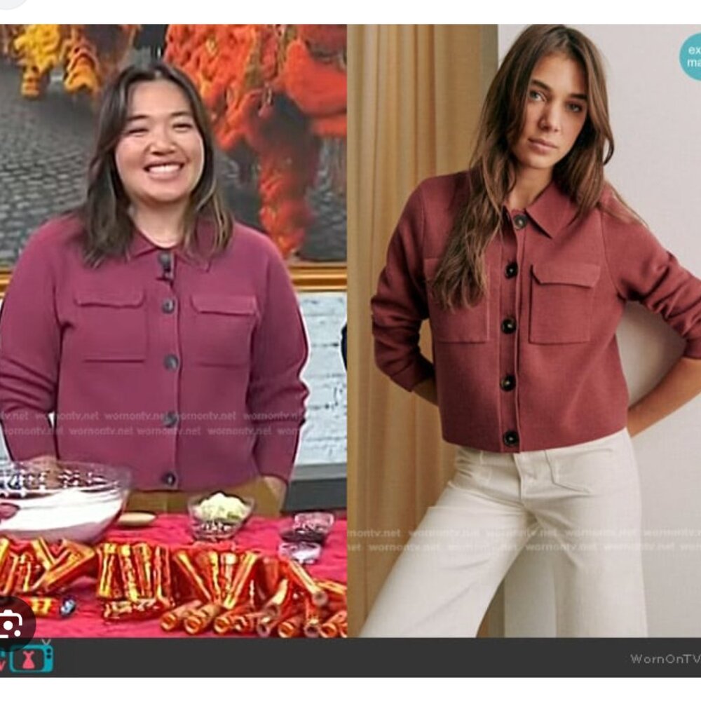 Sezane Rosewood Button-Front Cardigan Jacket